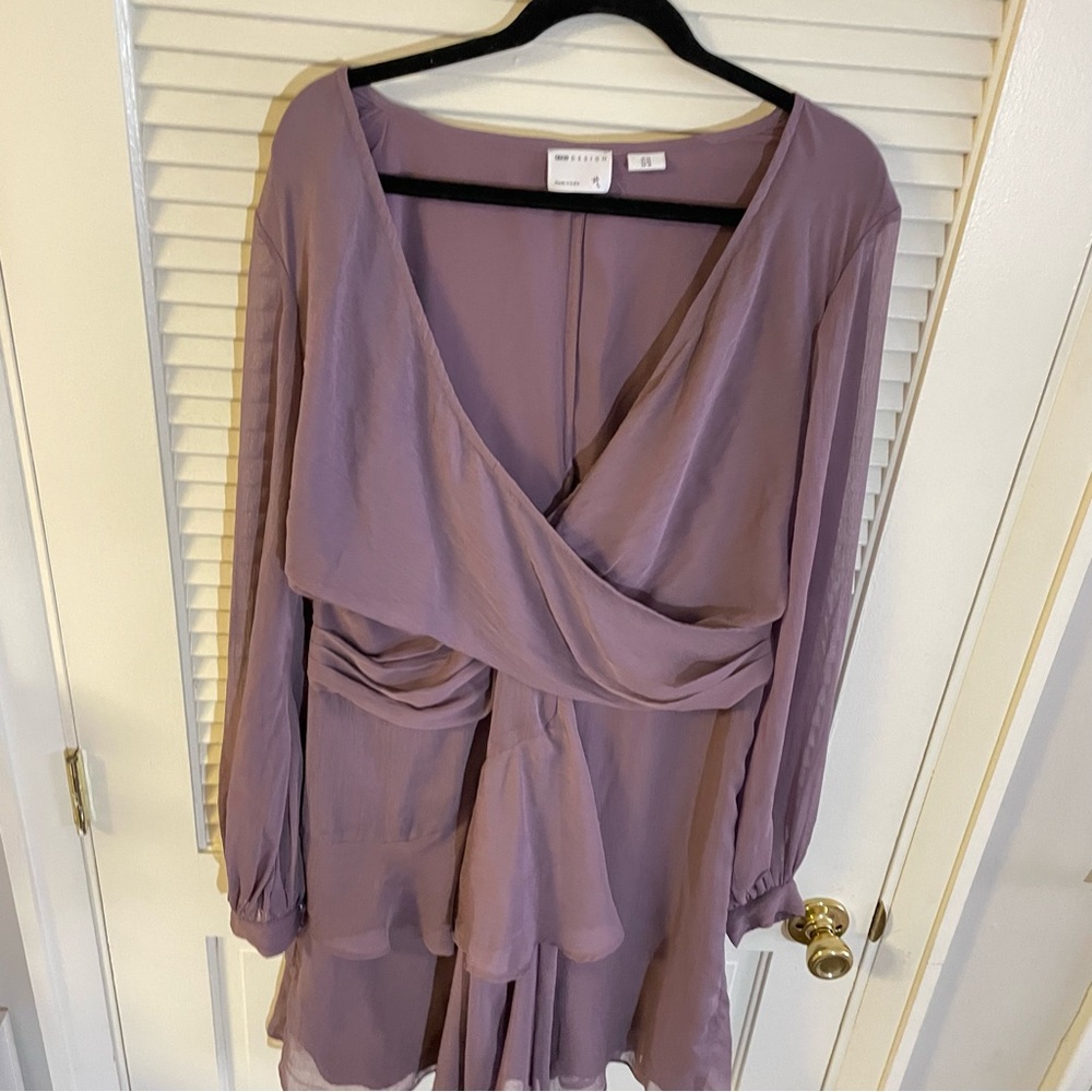 ASOS | Curve Wrap Waist Long Sleeve Mini Dress Maude Color Size: 18